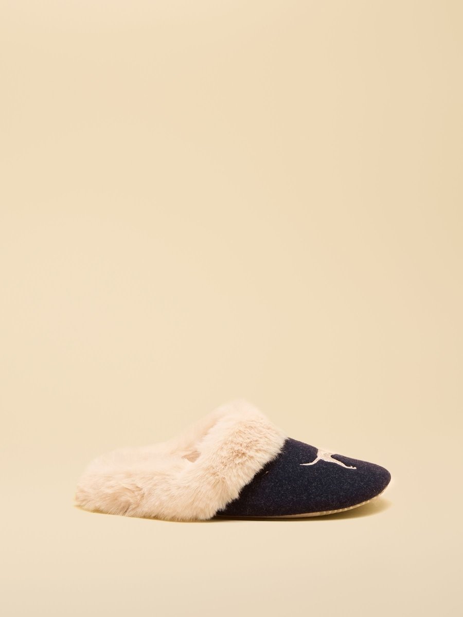 Slippet Luxe Navy Dog Slippers - RUTHERFORD & Co