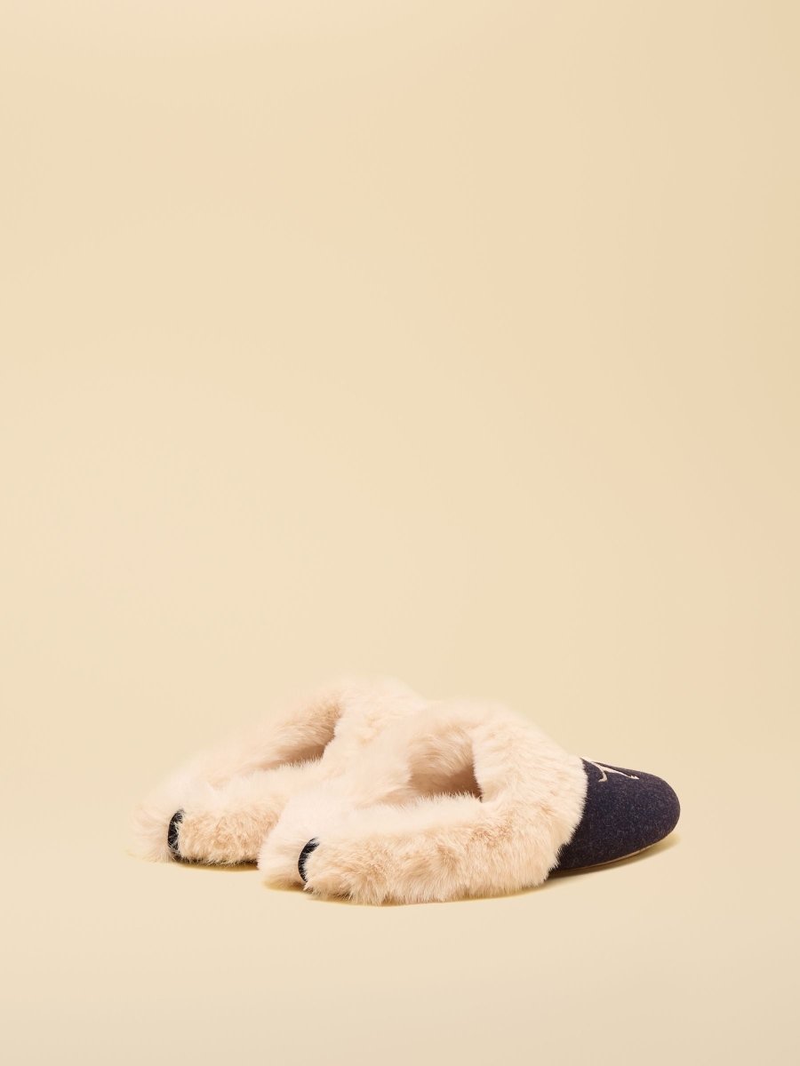 Slippet Luxe Navy Dog Slippers - RUTHERFORD & Co