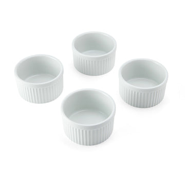 Mikasa Chalk 4-Piece Porcelain Ramekin Set, 9.5cm, White