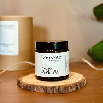 Small Amber Apothecary Candle - Damson Plum, Rose & Patchouli - RUTHERFORD & Co