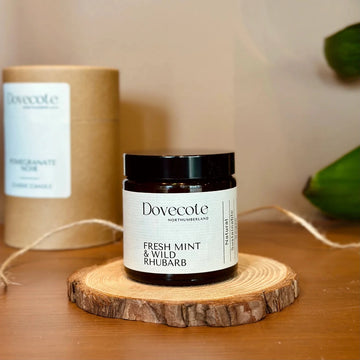 Small Amber Apothecary Candle - Mint & Rhubarb - RUTHERFORD & Co