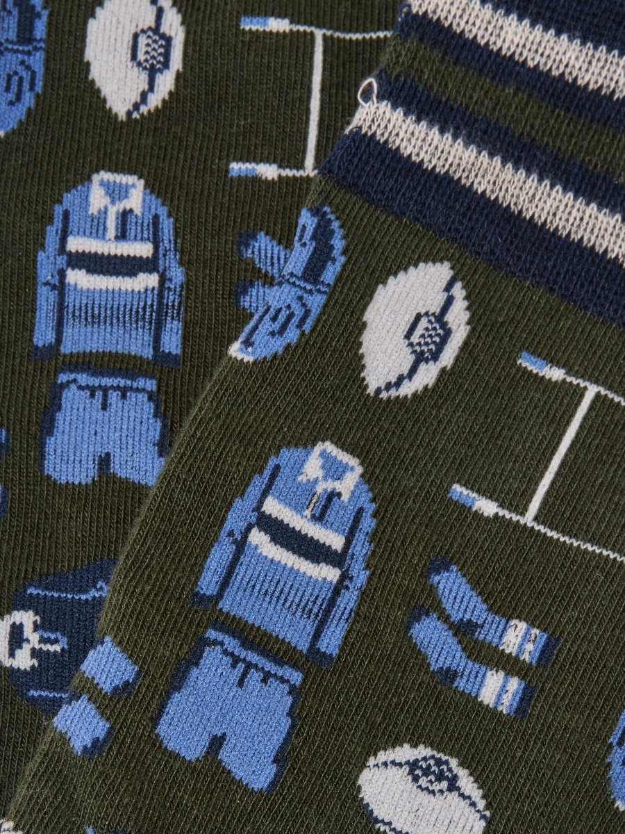 Socks 2 Pack (size 7-12) - Green Rugby - RUTHERFORD & Co