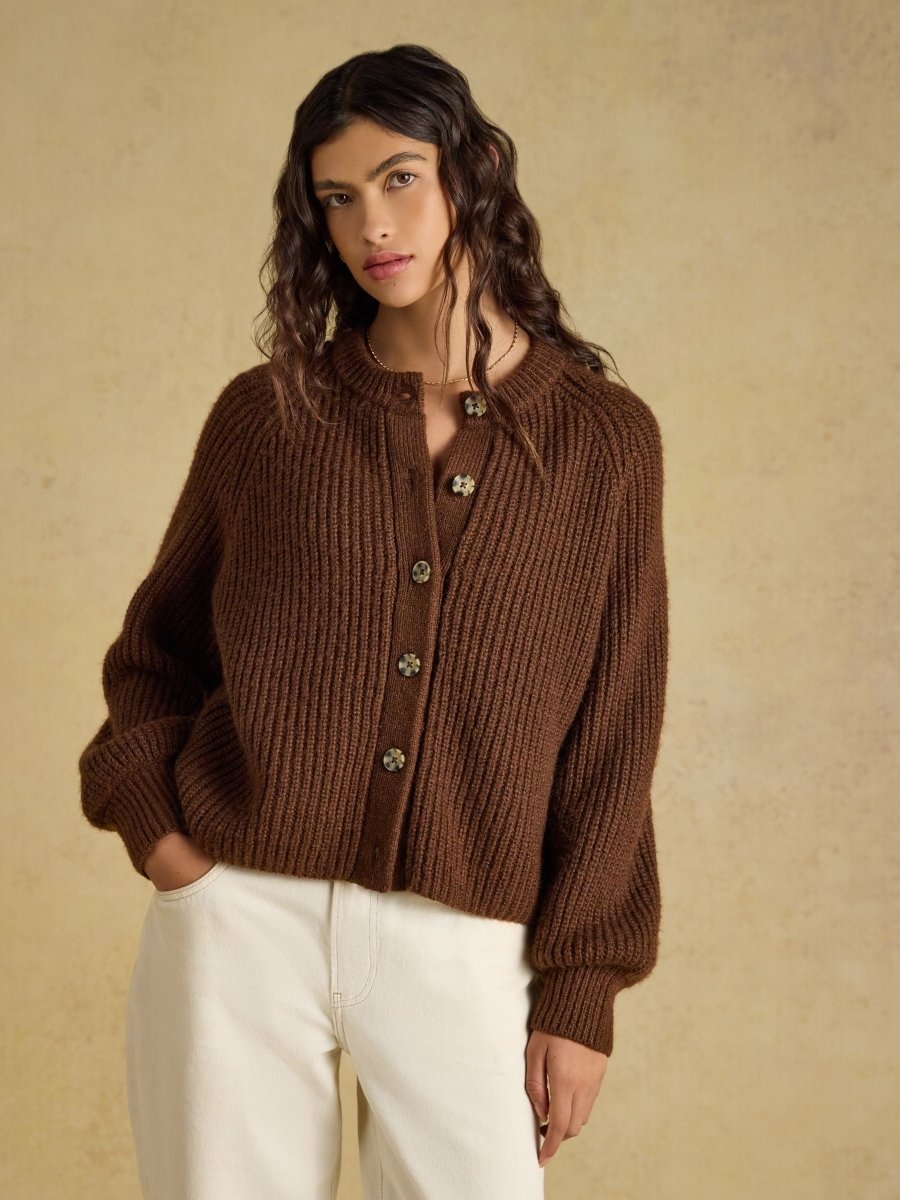 Soft Handle Cardigan - Chocolate Brown - RUTHERFORD & Co