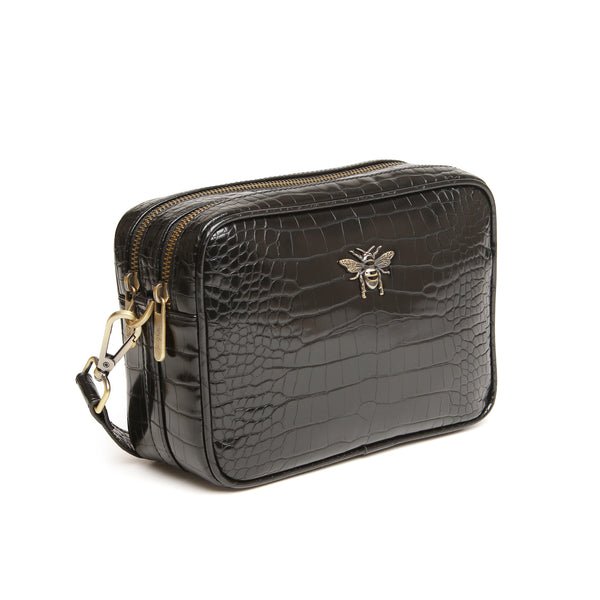 Soho Camera Cross Body Bag/Black Croc - RUTHERFORD & Co