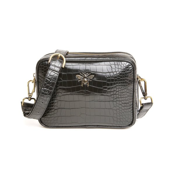 Soho Camera Cross Body Bag/Black Croc - RUTHERFORD & Co