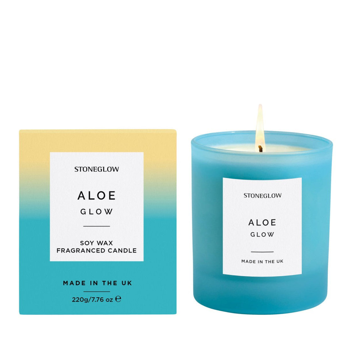 Sol - Aloe Glow - Soy Wax Scented Candle Tumbler (90 x 80mm) - Blue Glass - RUTHERFORD & Co