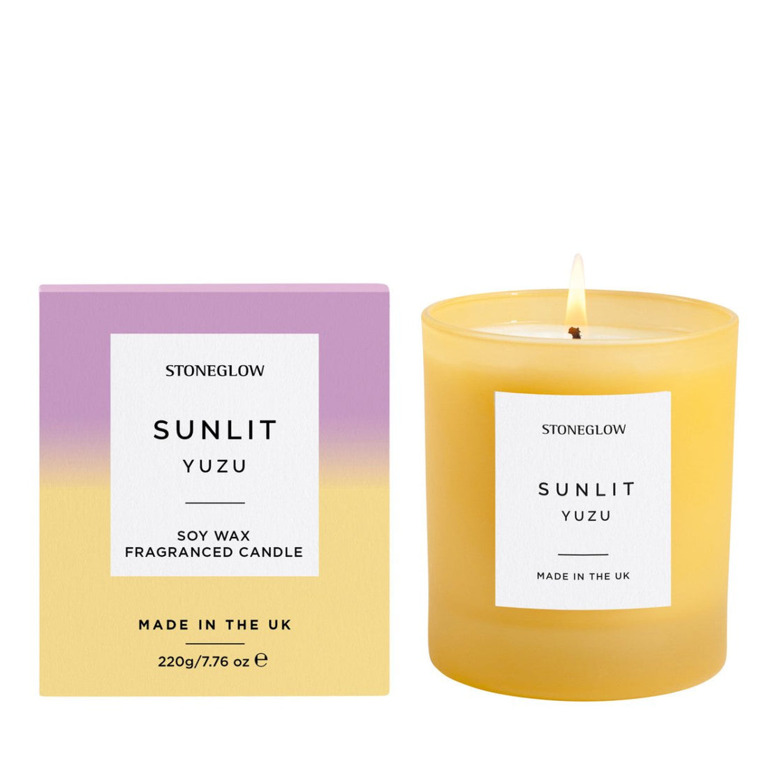 Sol - sunlit yuzu - Soy Wax Scented Candle Tumbler (90 x 80mm) - Yellow Glass - RUTHERFORD & Co