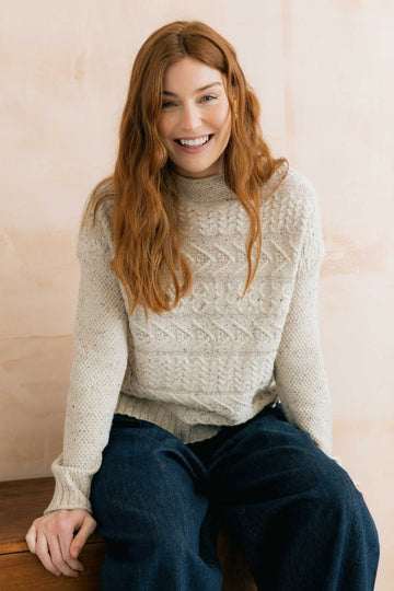 Sonia Cable Knit High Neck Jumper Ecru - RUTHERFORD & Co