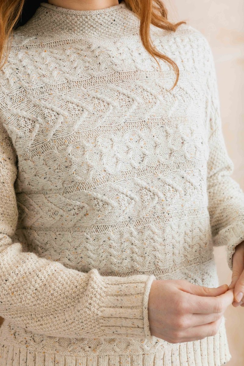 Sonia Cable Knit High Neck Jumper Ecru - RUTHERFORD & Co