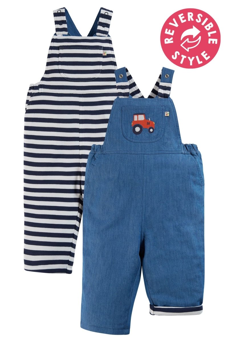 Sonny Reversible Dungaree - Indigo Stripe - RUTHERFORD & Co