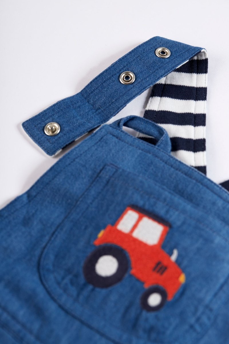 Sonny Reversible Dungaree - Indigo Stripe - RUTHERFORD & Co