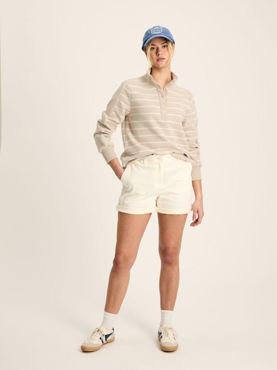 Southwold Oatmarl Button Down Striped Sweatshirt - RUTHERFORD & Co