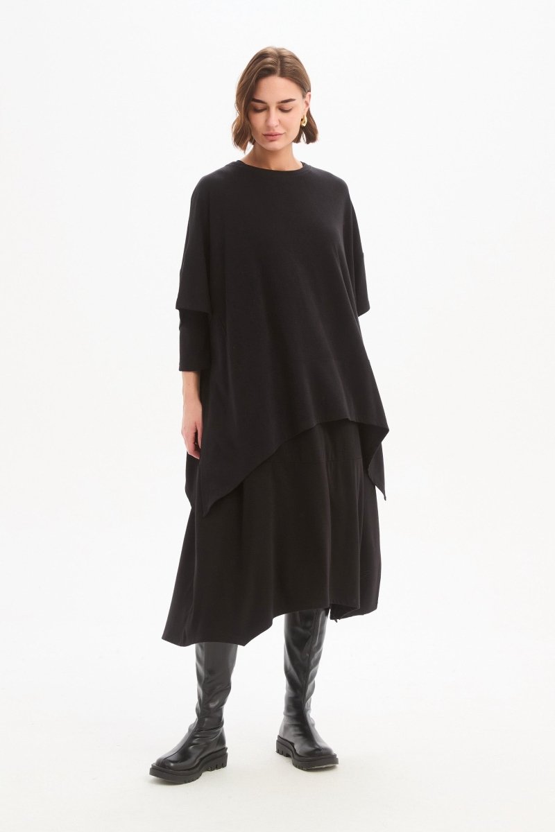 Split Hem Knit Top Black - RUTHERFORD & Co
