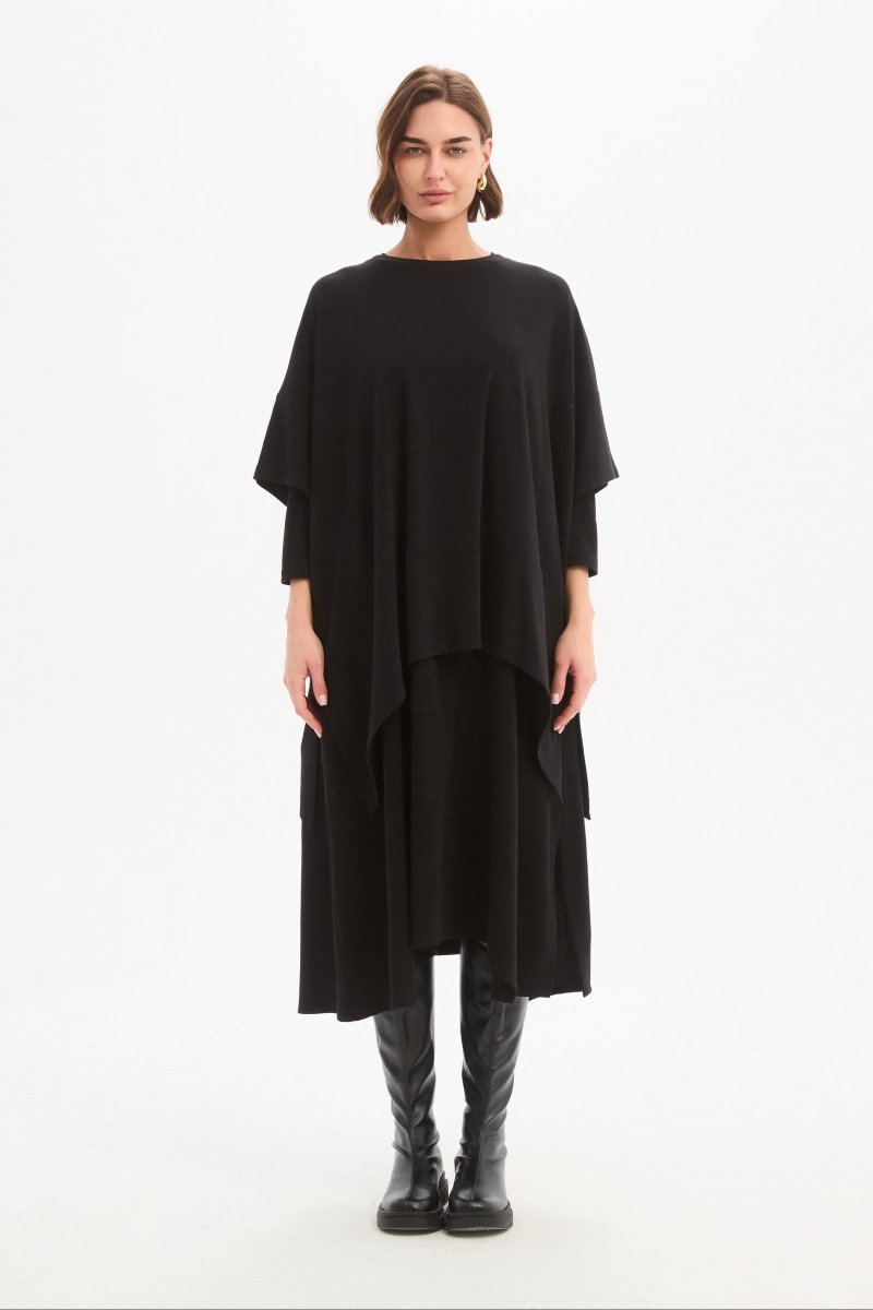Split Hem Knit Top Black - RUTHERFORD & Co