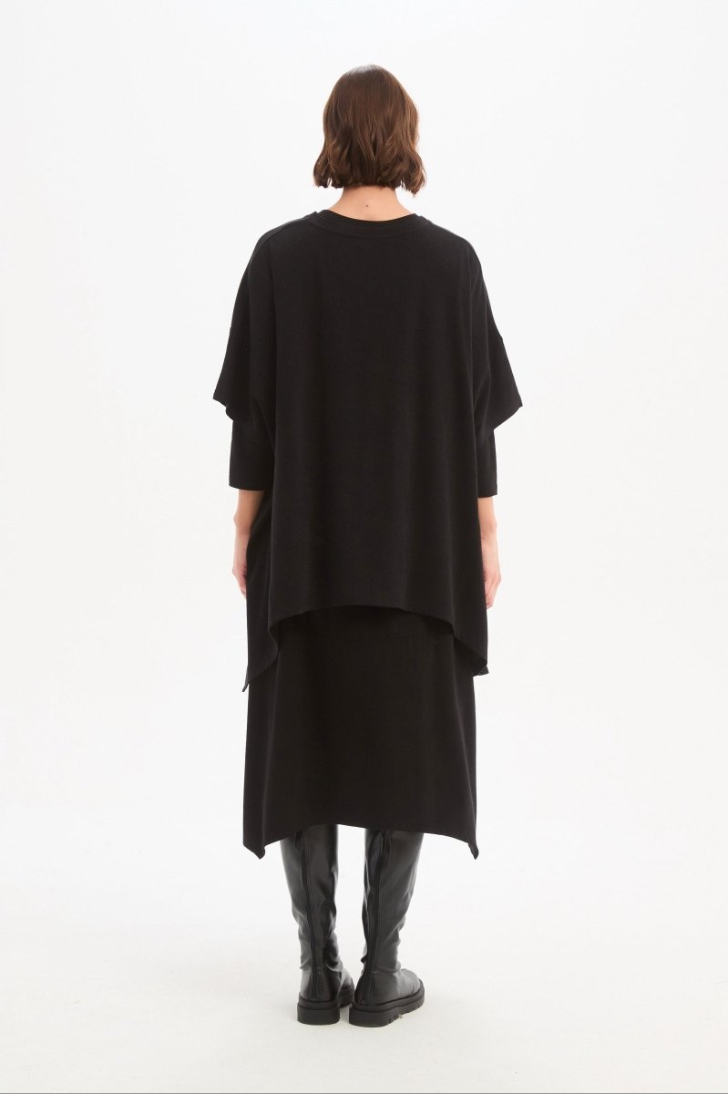 Split Hem Knit Top Black - RUTHERFORD & Co