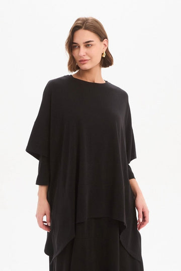 Split Hem Knit Top Black - RUTHERFORD & Co