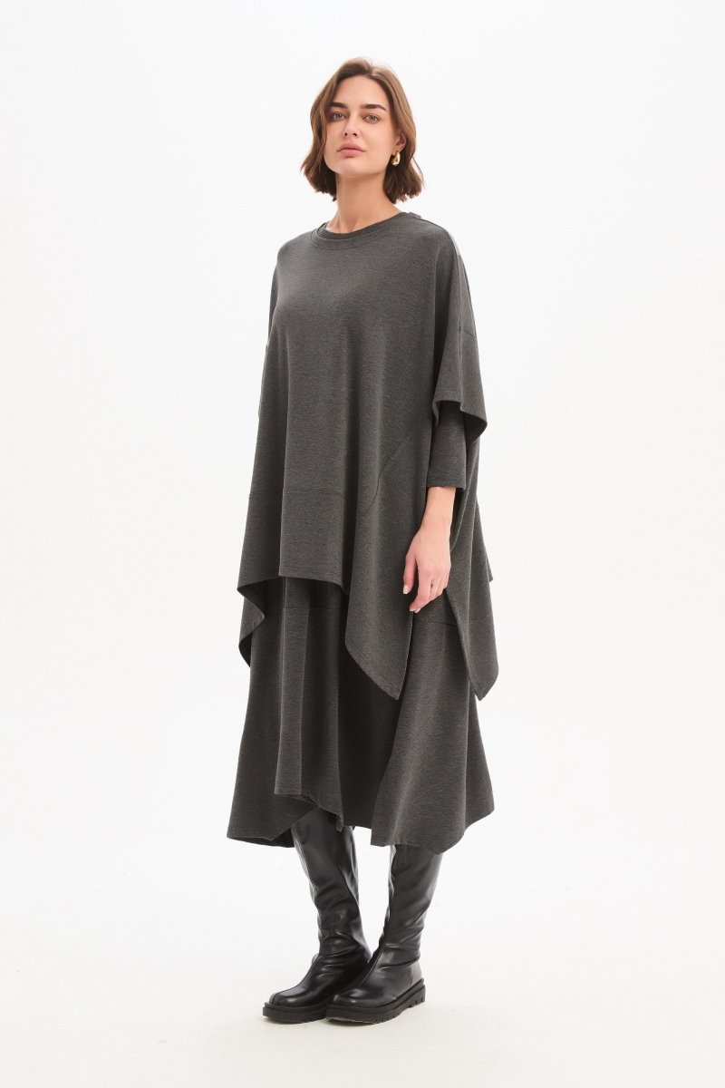 Split Hem Knit Top Charcoal - RUTHERFORD & Co