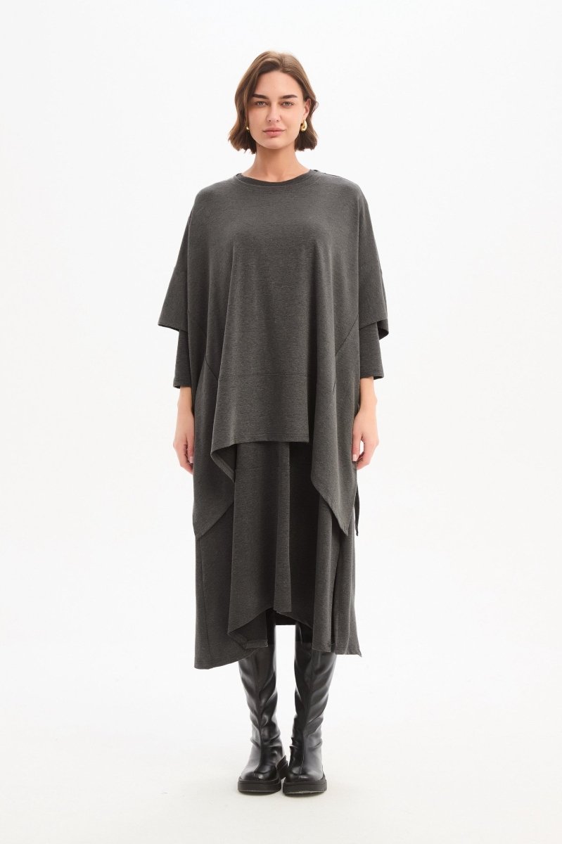 Split Hem Knit Top Charcoal - RUTHERFORD & Co