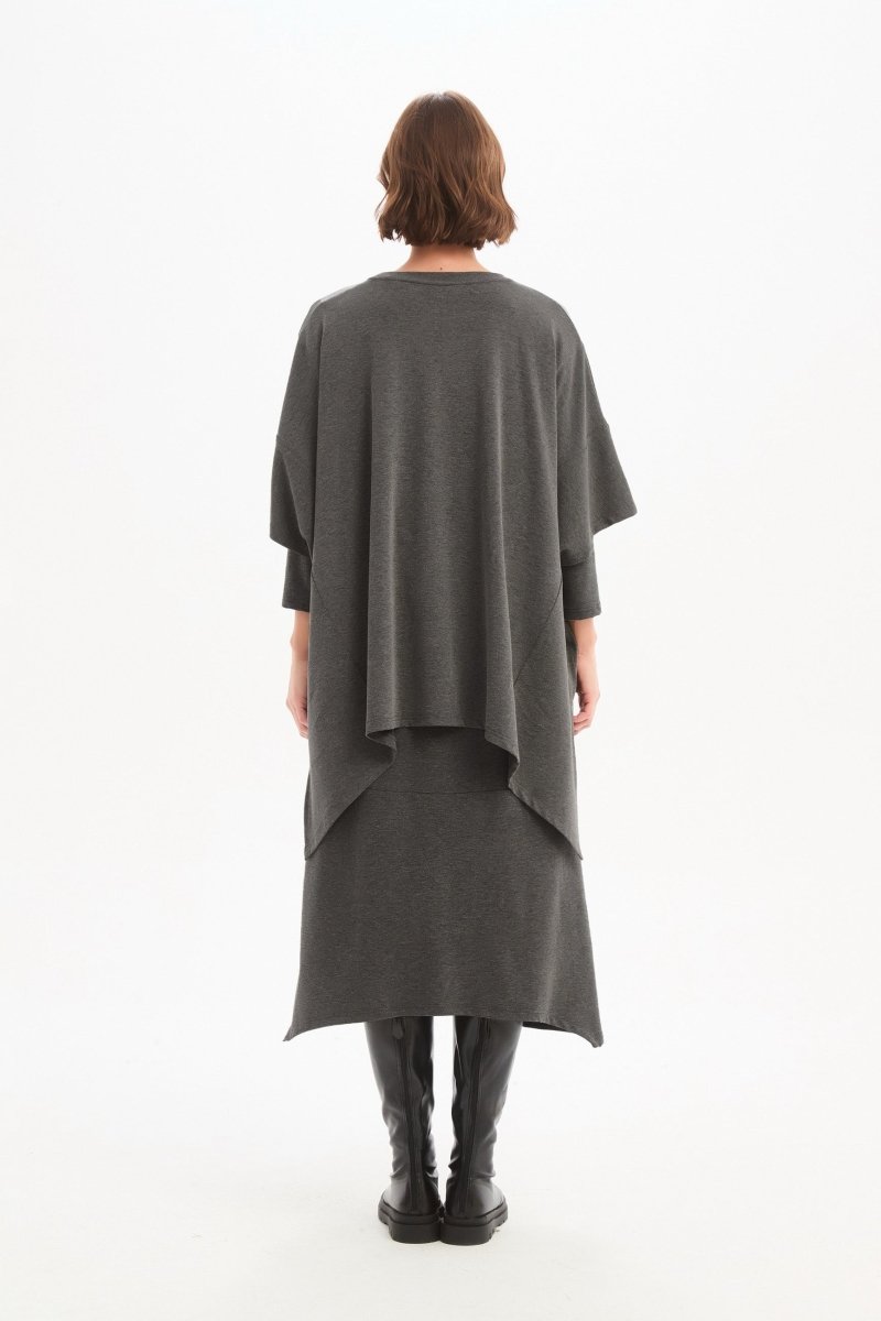 Split Hem Knit Top Charcoal - RUTHERFORD & Co