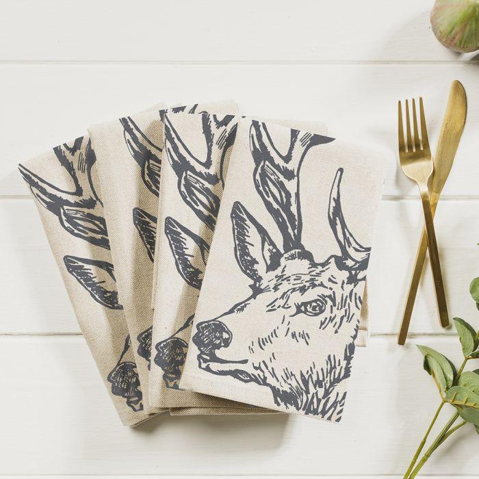 STAG LINEN NAPKINS (SET OF 4) - RUTHERFORD & Co