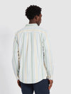 Steen Brushed Organic Cotton Stripe Shirt In Ecru - RUTHERFORD & Co