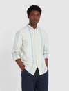 Steen Brushed Organic Cotton Stripe Shirt In Ecru - RUTHERFORD & Co