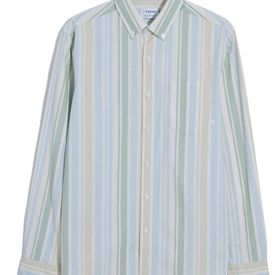 Steen Brushed Organic Cotton Stripe Shirt In Ecru - RUTHERFORD & Co