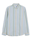 Steen Brushed Organic Cotton Stripe Shirt In Ecru - RUTHERFORD & Co
