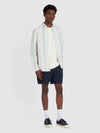 Steen Brushed Organic Cotton Stripe Shirt In Ecru - RUTHERFORD & Co