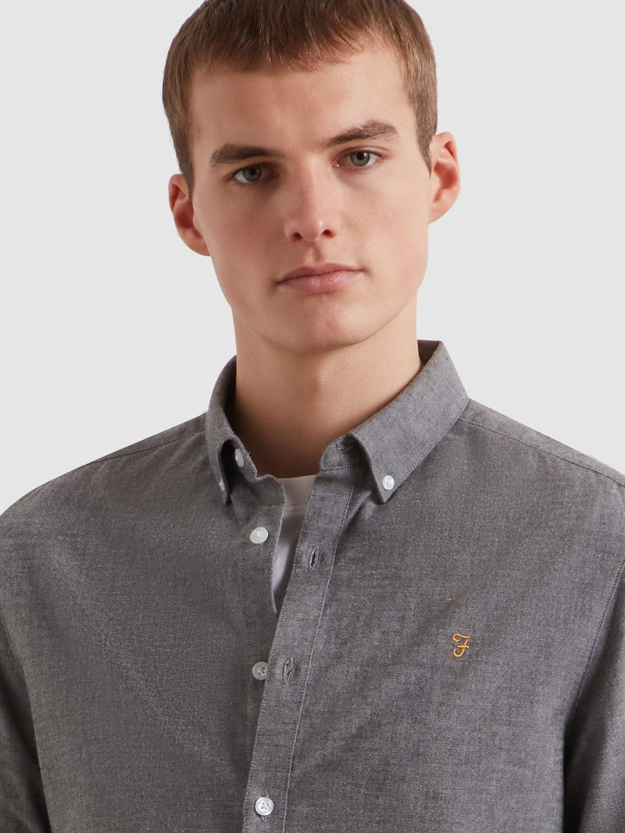 Steen Casual Fit Shirt In Mid Grey Marl - RUTHERFORD & Co