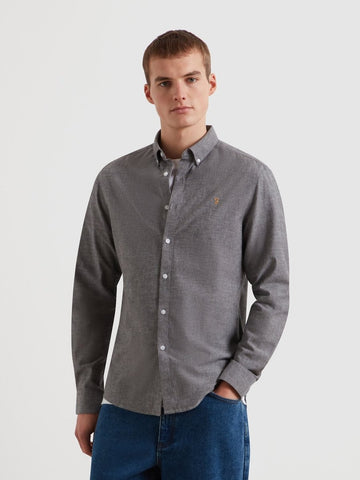 Steen Casual Fit Shirt In Mid Grey Marl - RUTHERFORD & Co