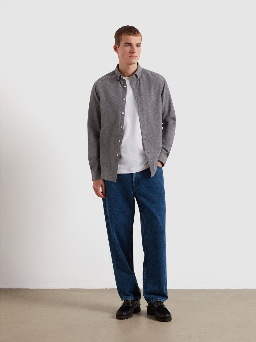Steen Casual Fit Shirt In Mid Grey Marl - RUTHERFORD & Co
