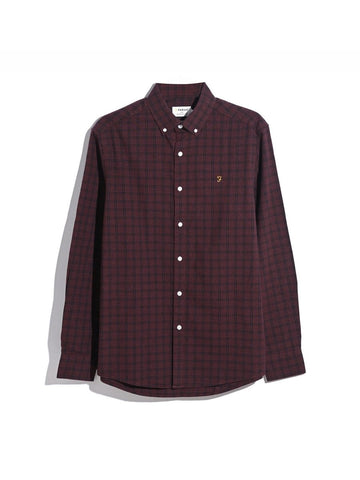 Steen Regular Fit Check Shirt In Bordeaux Marl - RUTHERFORD & Co