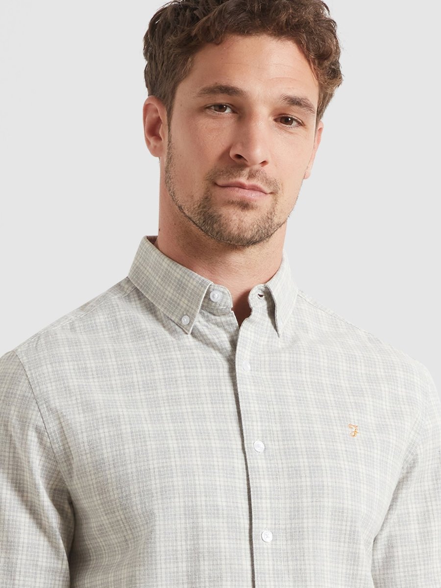 Steen Regular Fit Check Shirt In Grey Marl - RUTHERFORD & Co