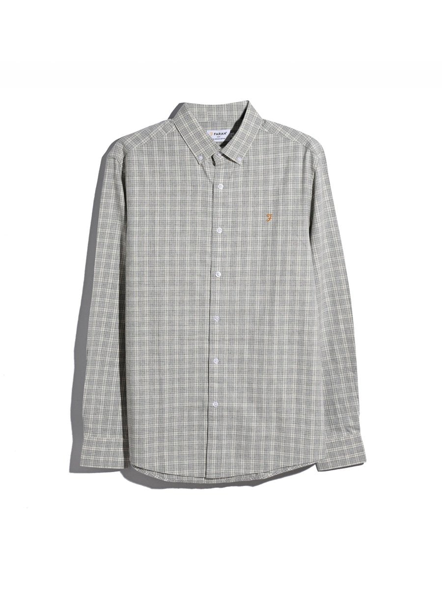 Steen Regular Fit Check Shirt In Grey Marl - RUTHERFORD & Co