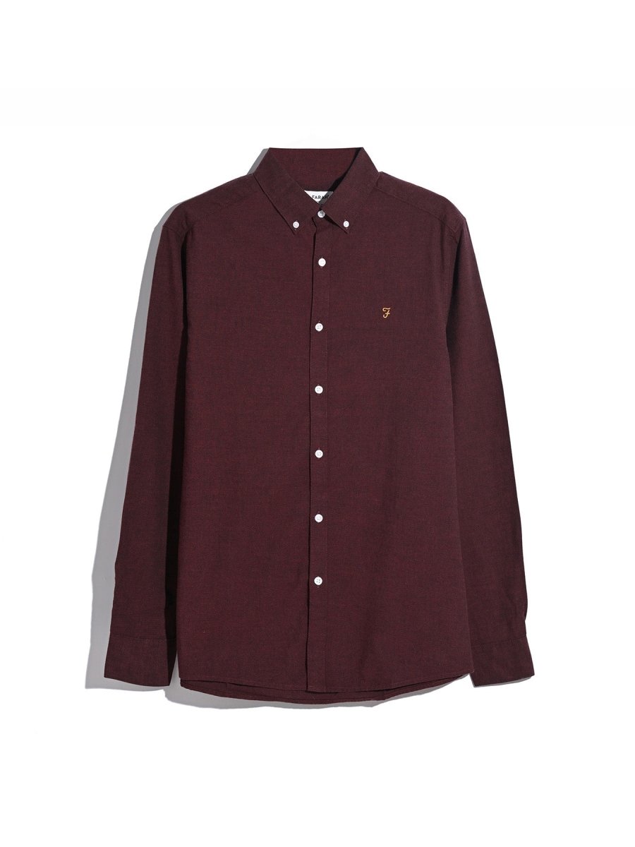 Steen Regular Fit Shirt In Bordeaux Marl - RUTHERFORD & Co