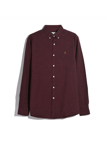 Steen Regular Fit Shirt In Bordeaux Marl - RUTHERFORD & Co