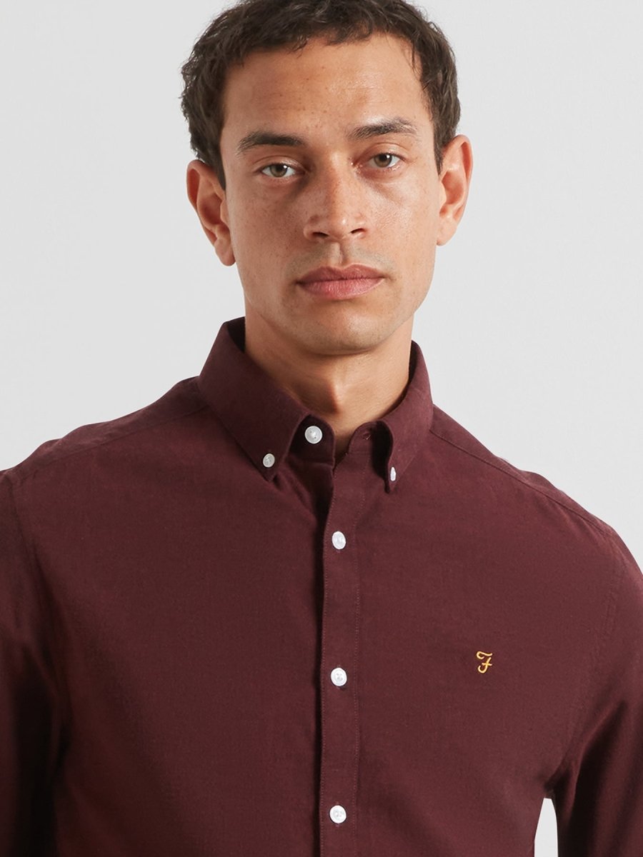 Steen Regular Fit Shirt In Bordeaux Marl - RUTHERFORD & Co