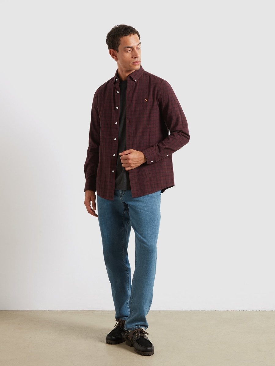 Steen Regular Fit Shirt In Bordeaux Marl - RUTHERFORD & Co