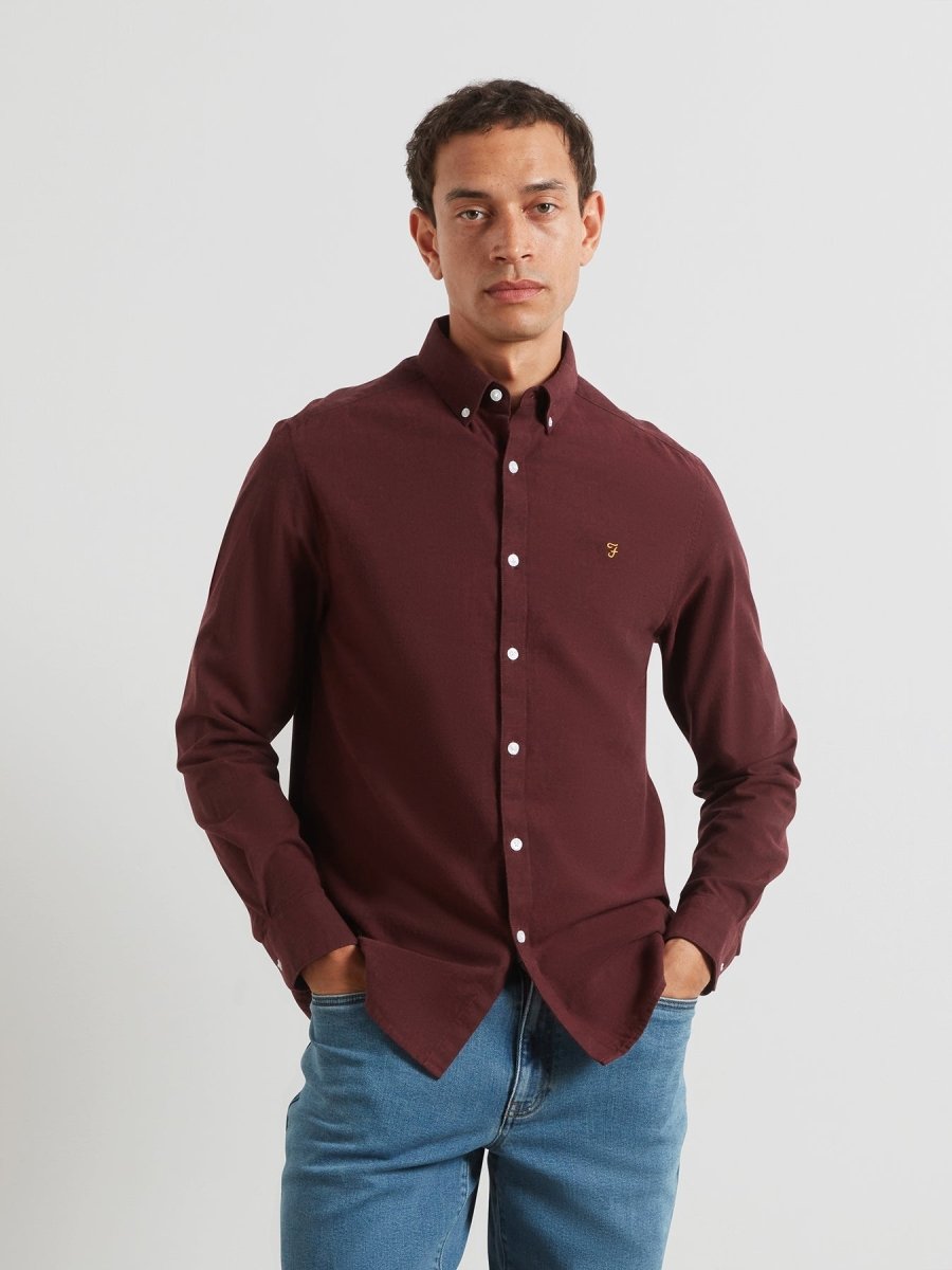 Steen Regular Fit Shirt In Bordeaux Marl - RUTHERFORD & Co