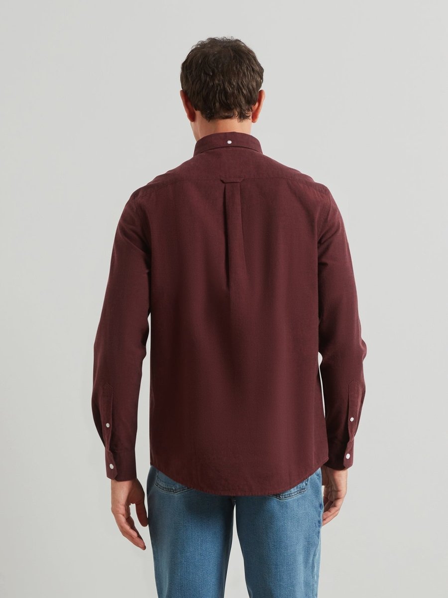 Steen Regular Fit Shirt In Bordeaux Marl - RUTHERFORD & Co