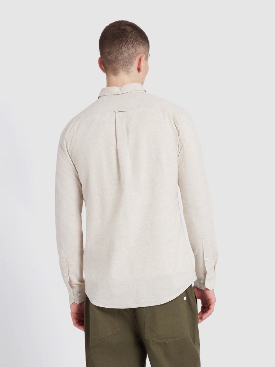 Steen Slim Fit Brushed Organic Cotton Shirt In Hazelnut Marl - RUTHERFORD & Co