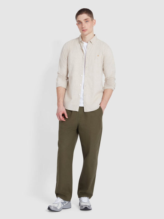 Steen Slim Fit Brushed Organic Cotton Shirt In Hazelnut Marl - RUTHERFORD & Co