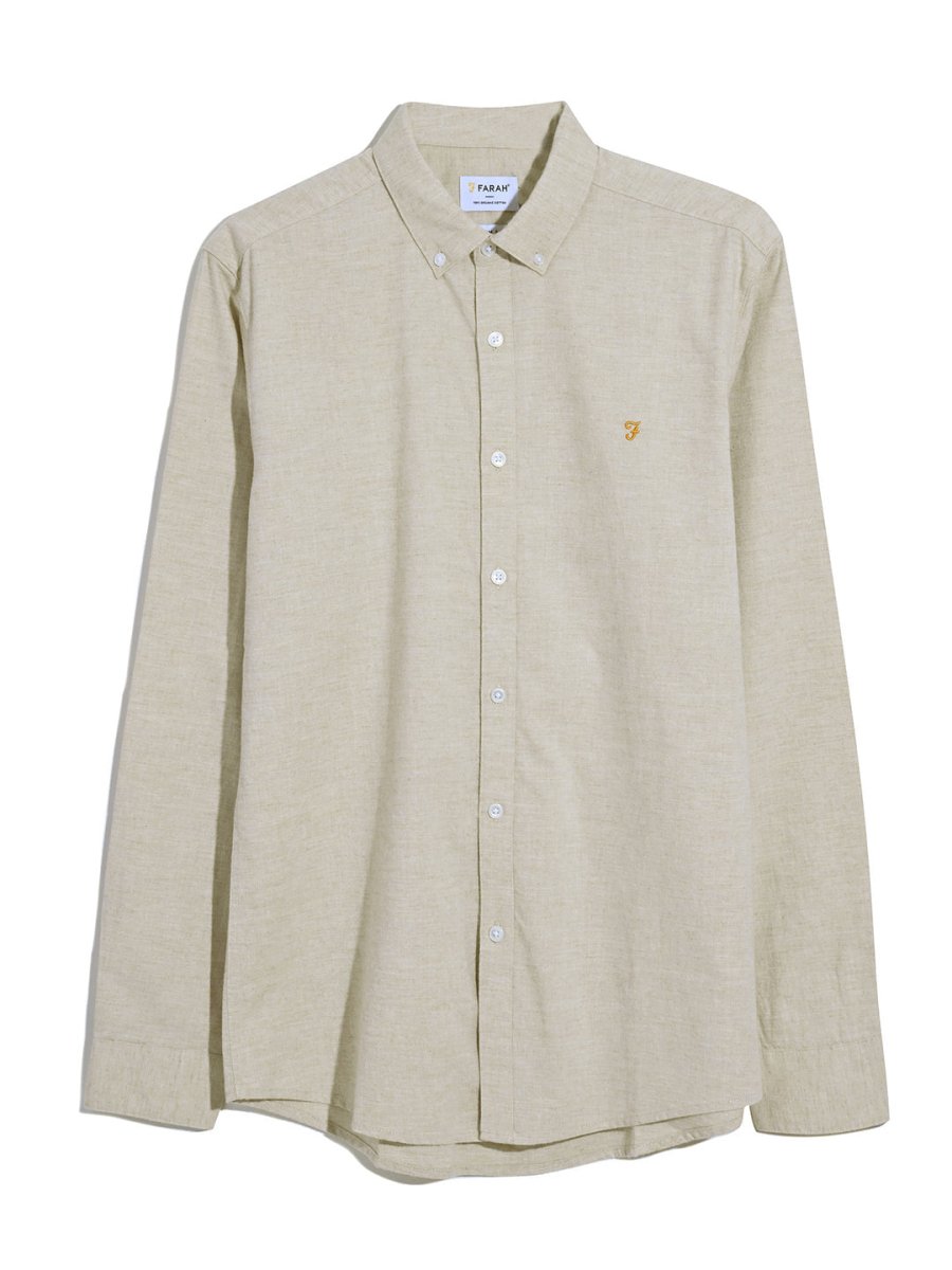 Steen Slim Fit Brushed Organic Cotton Shirt In Hazelnut Marl - RUTHERFORD & Co
