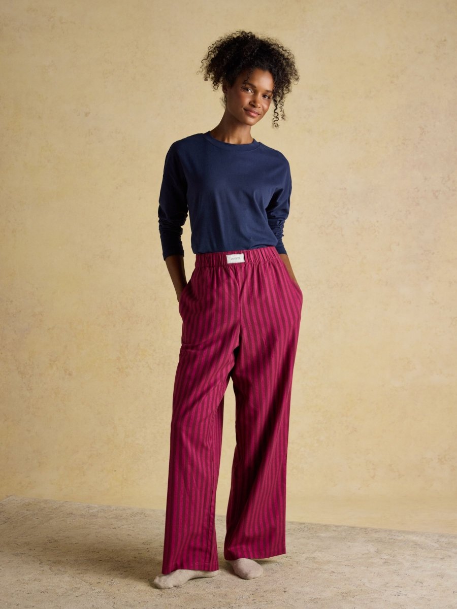 Stella Pink Stripe Woven Brushed Cotton Pyjama Bottoms - RUTHERFORD & Co