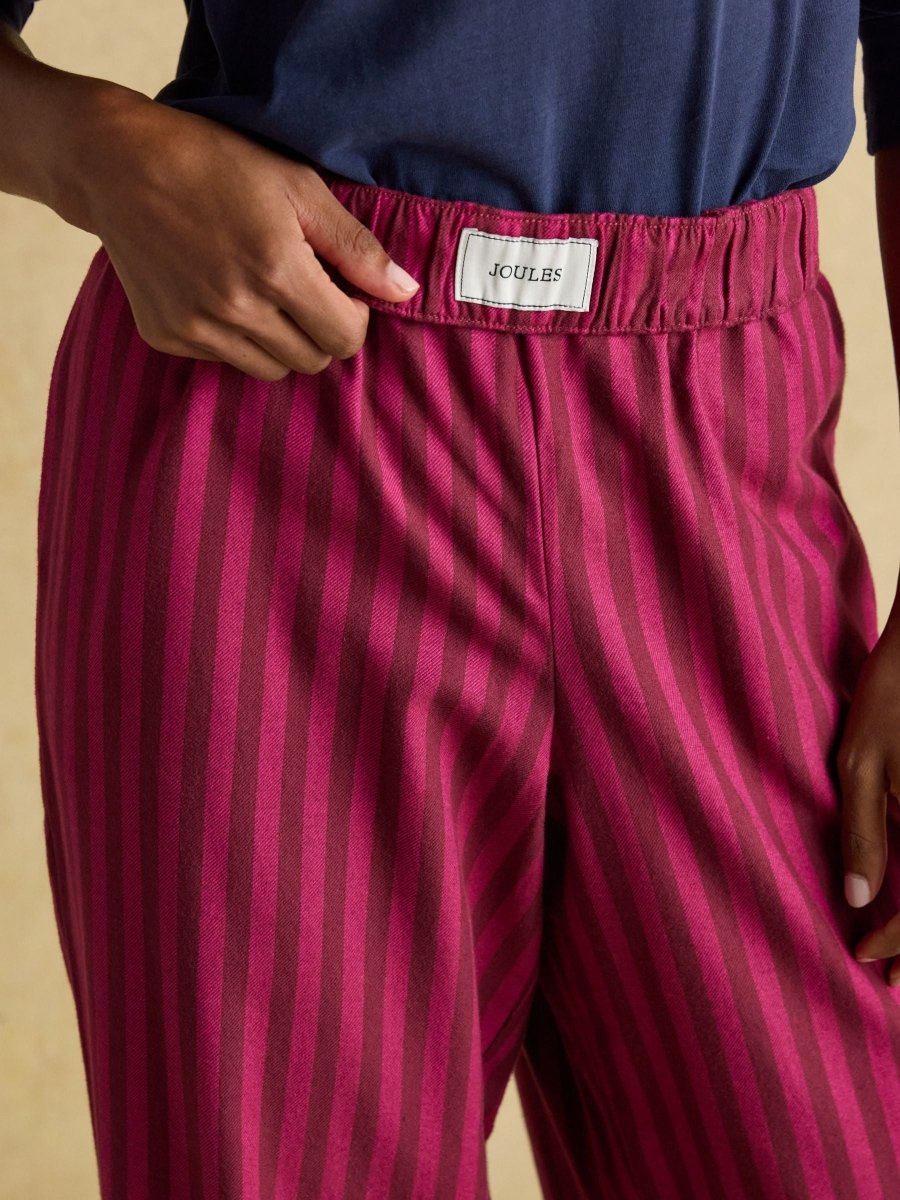 Stella Pink Stripe Woven Brushed Cotton Pyjama Bottoms - RUTHERFORD & Co
