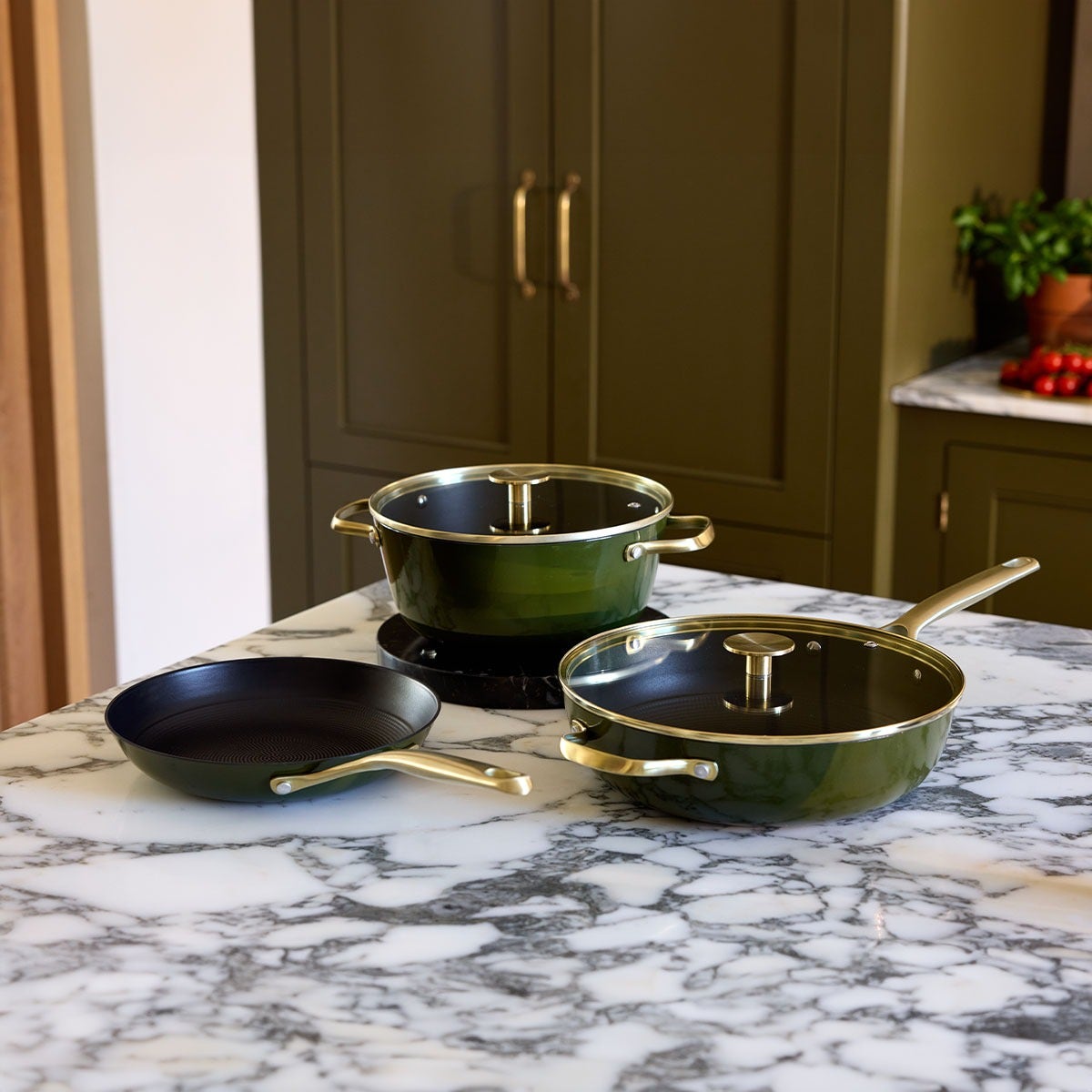 Stellar Cast Light, 24cm Casserole, Olive - RUTHERFORD & Co