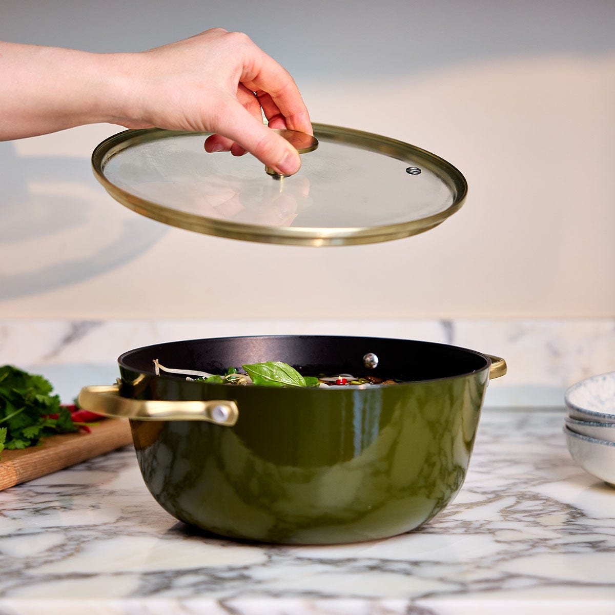 Stellar Cast Light, 24cm Casserole, Olive - RUTHERFORD & Co
