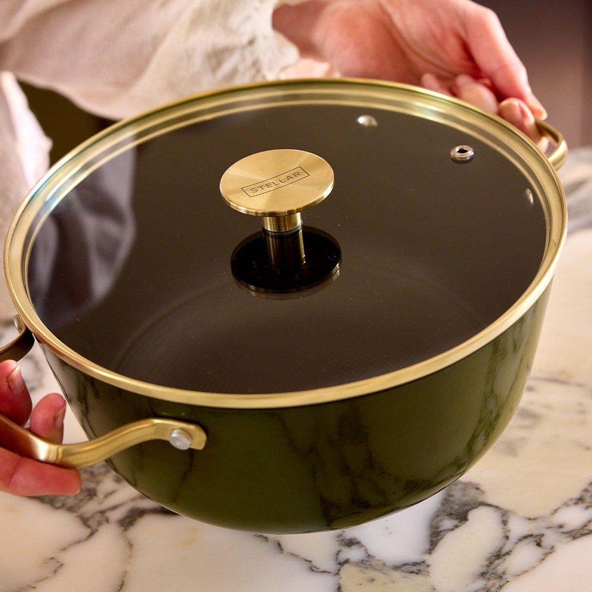 Stellar Cast Light, 24cm Casserole, Olive - RUTHERFORD & Co