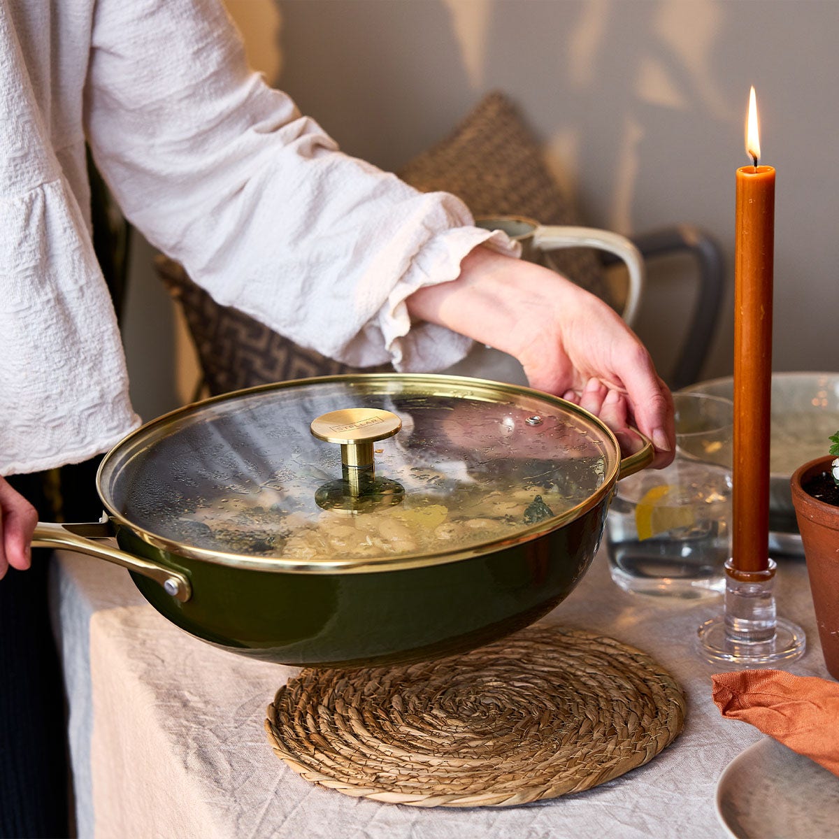 Stellar Cast Light, 28cm Saute Pan, Olive - RUTHERFORD & Co